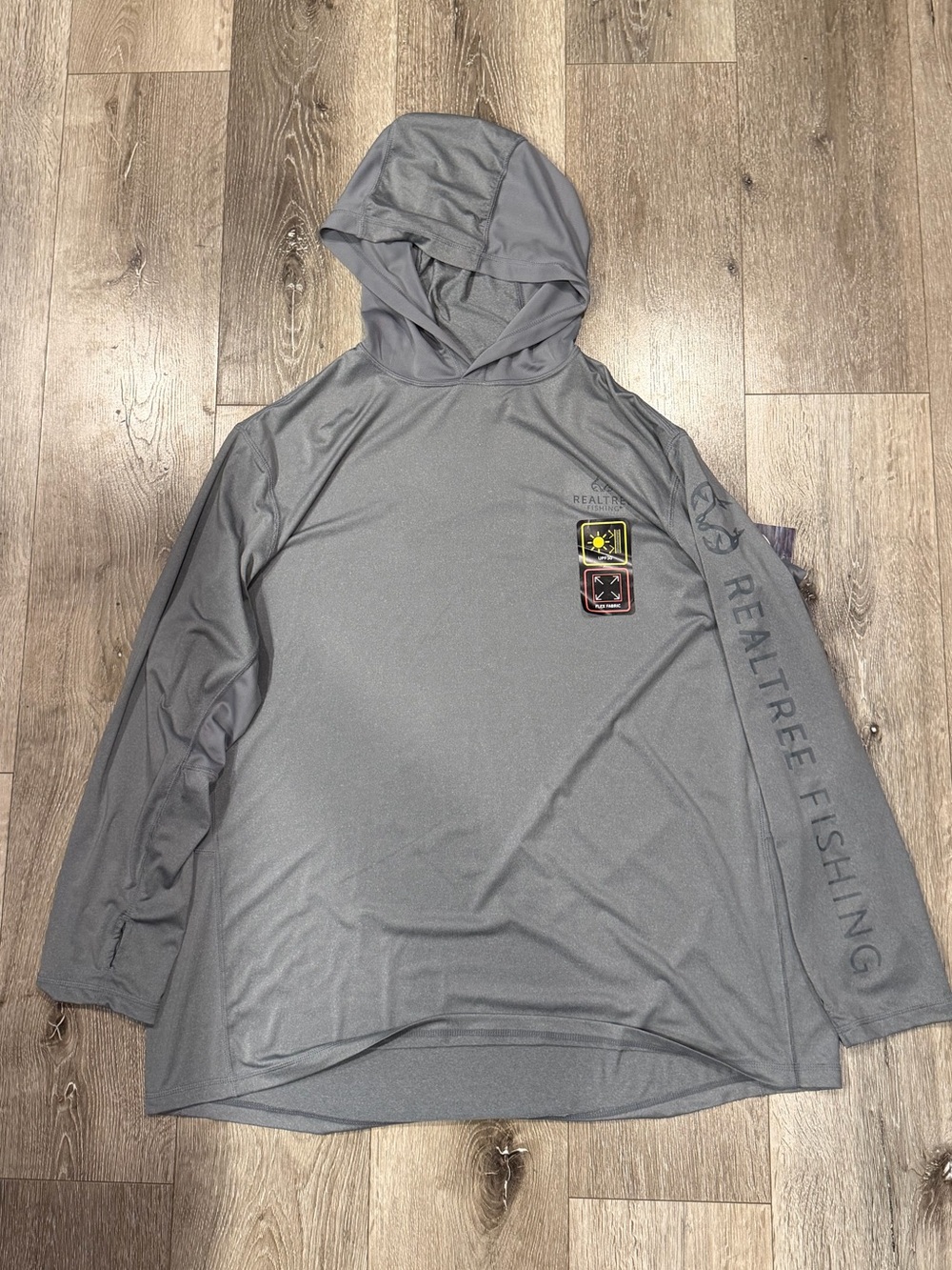 3XL Realtree Gray Hooded Performance Fishing Shirt